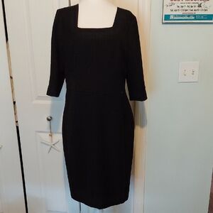 Donna Karan Black Three Quarter Sleeve Dress